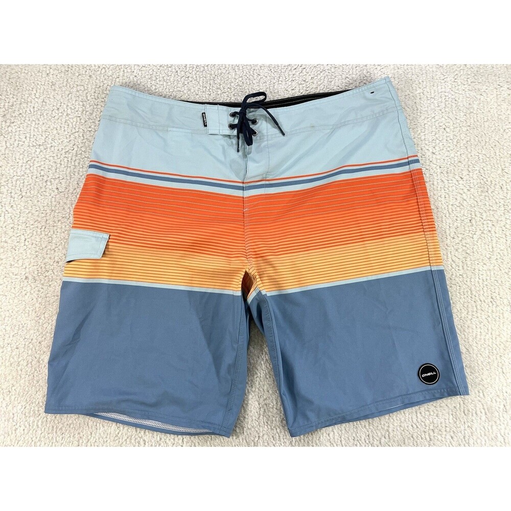 O’Neill + Hang Ten Board Shorts Men 38 Blue Orange Swim Trunks Surf Beach Chino - Picture 2 of 14